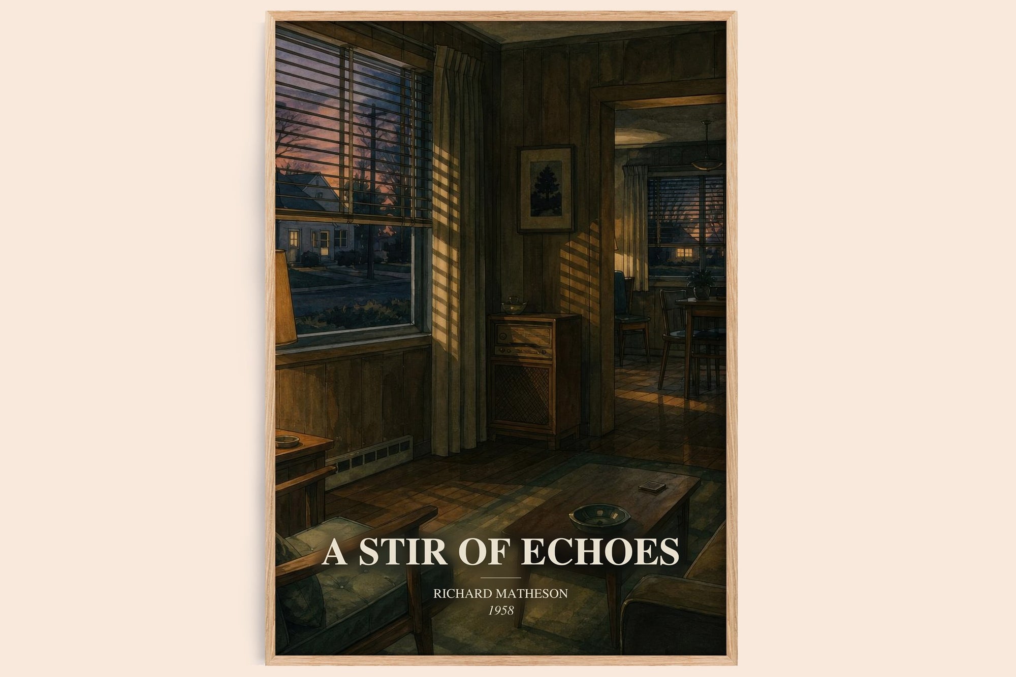 A Stir Of Echoes watercolour book poster by Richard Matheson – framed literary art print