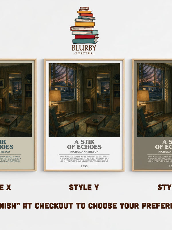 A Stir Of Echoes bookish print in frame leaning in hallway – horror wall art