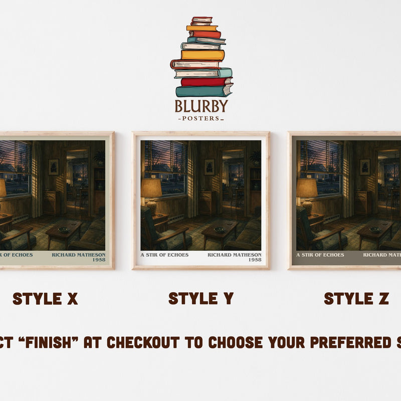 A Stir Of Echoes literary print in frame leaning in hallway – horror wall art