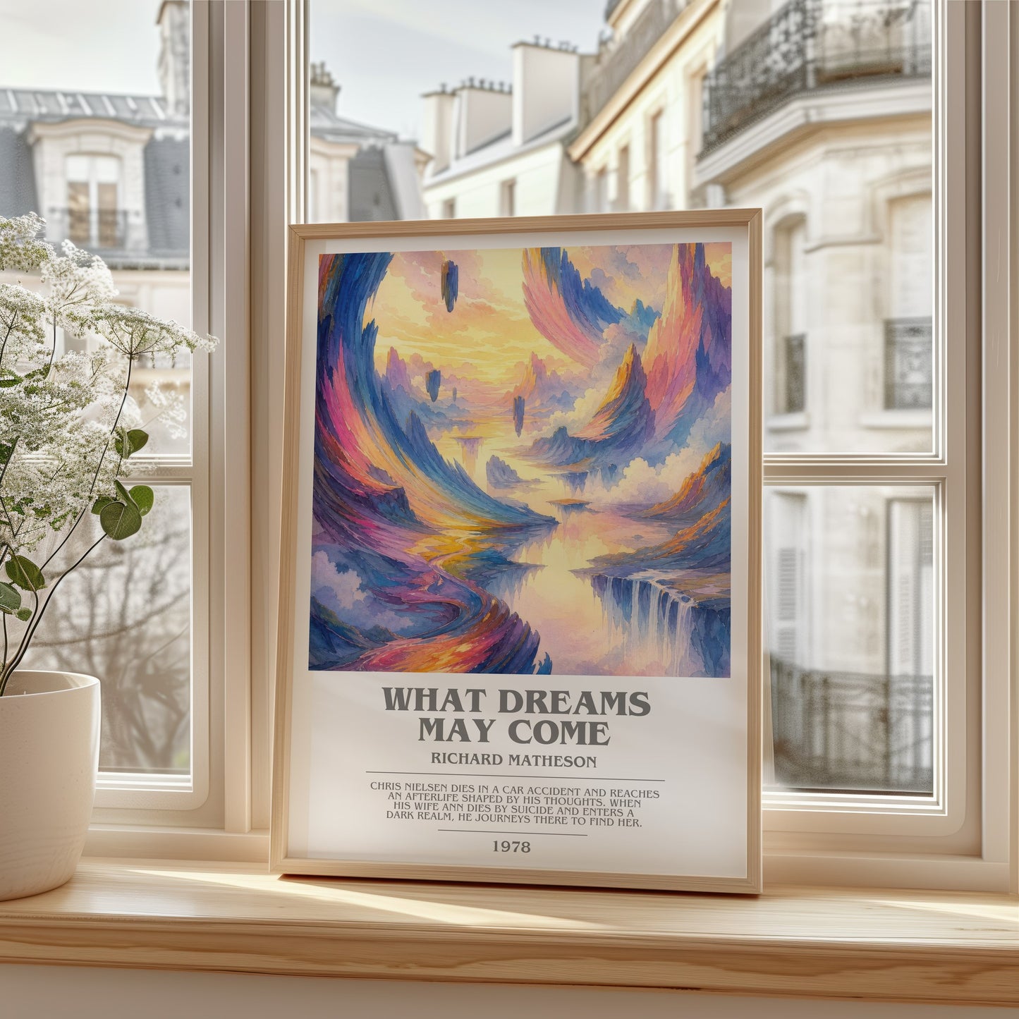 What Dreams May Come bookish poster colour and style options – Richard Matheson book art