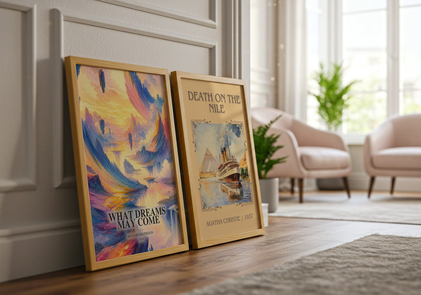 What Dreams May Come watercolour print framed by window – literary home decor