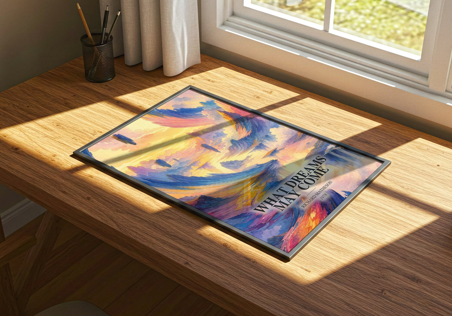 What Dreams May Come watercolour book poster framed on wall – literary fiction wall art
