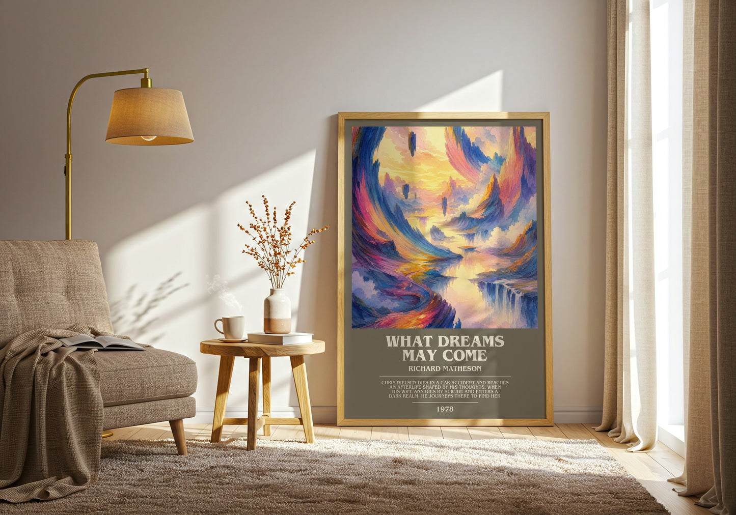 What Dreams May Come bookish print on bookshelf – Richard Matheson fan gift