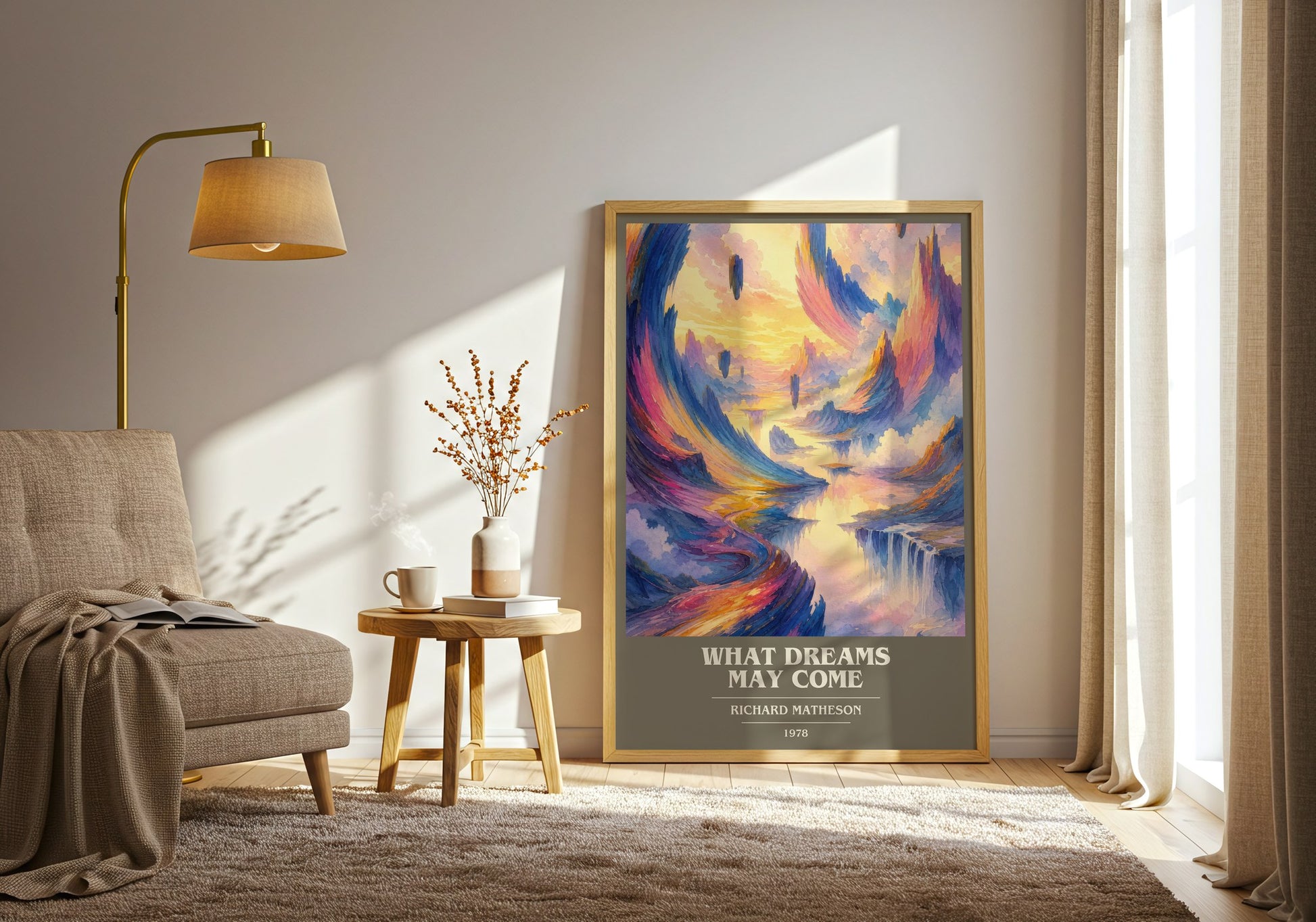 What Dreams May Come book cover print on bookshelf – Richard Matheson fan gift