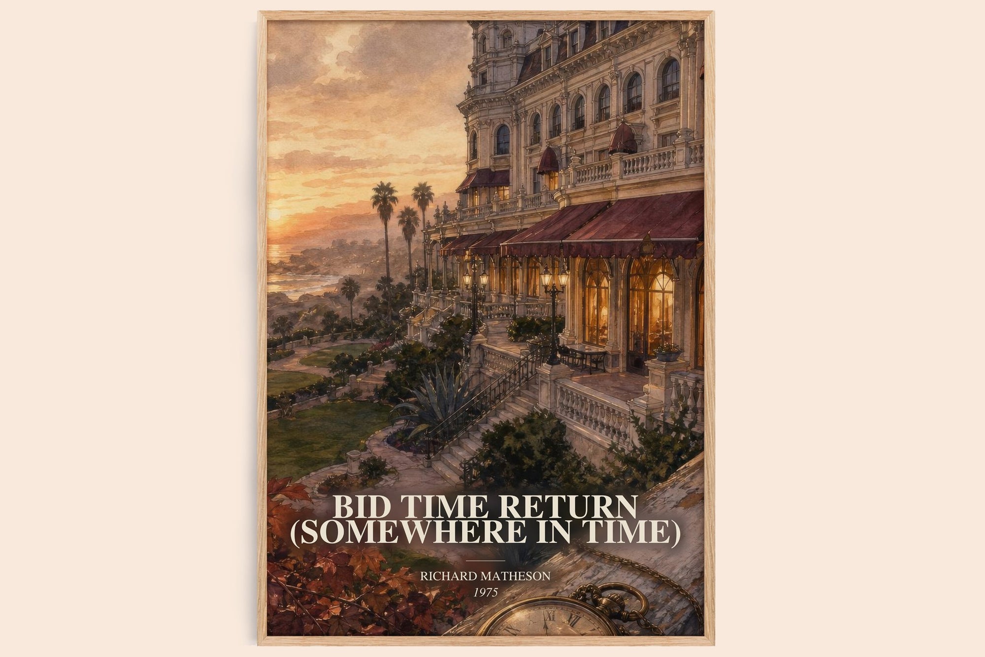 Bid Time Return (Somewhere In Time) watercolour book poster by Richard Matheson – framed literary art print
