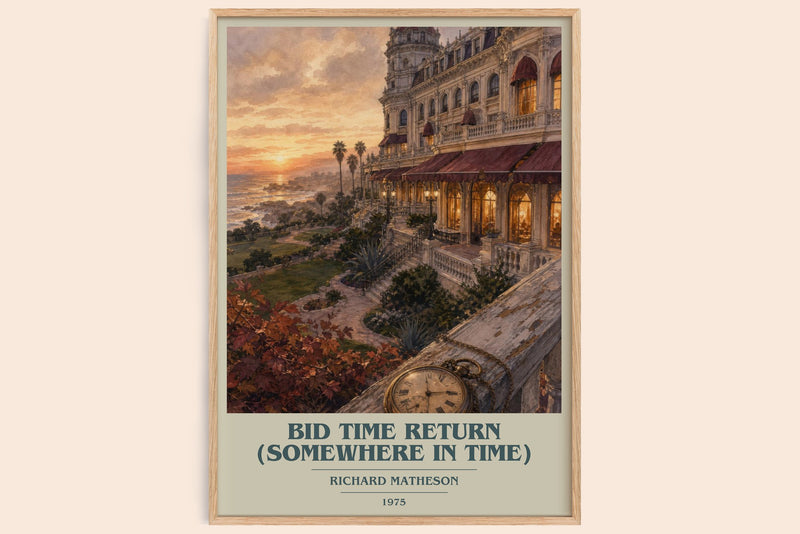 Bid Time Return (Somewhere In Time) book cover book poster by Richard Matheson – framed literary art print