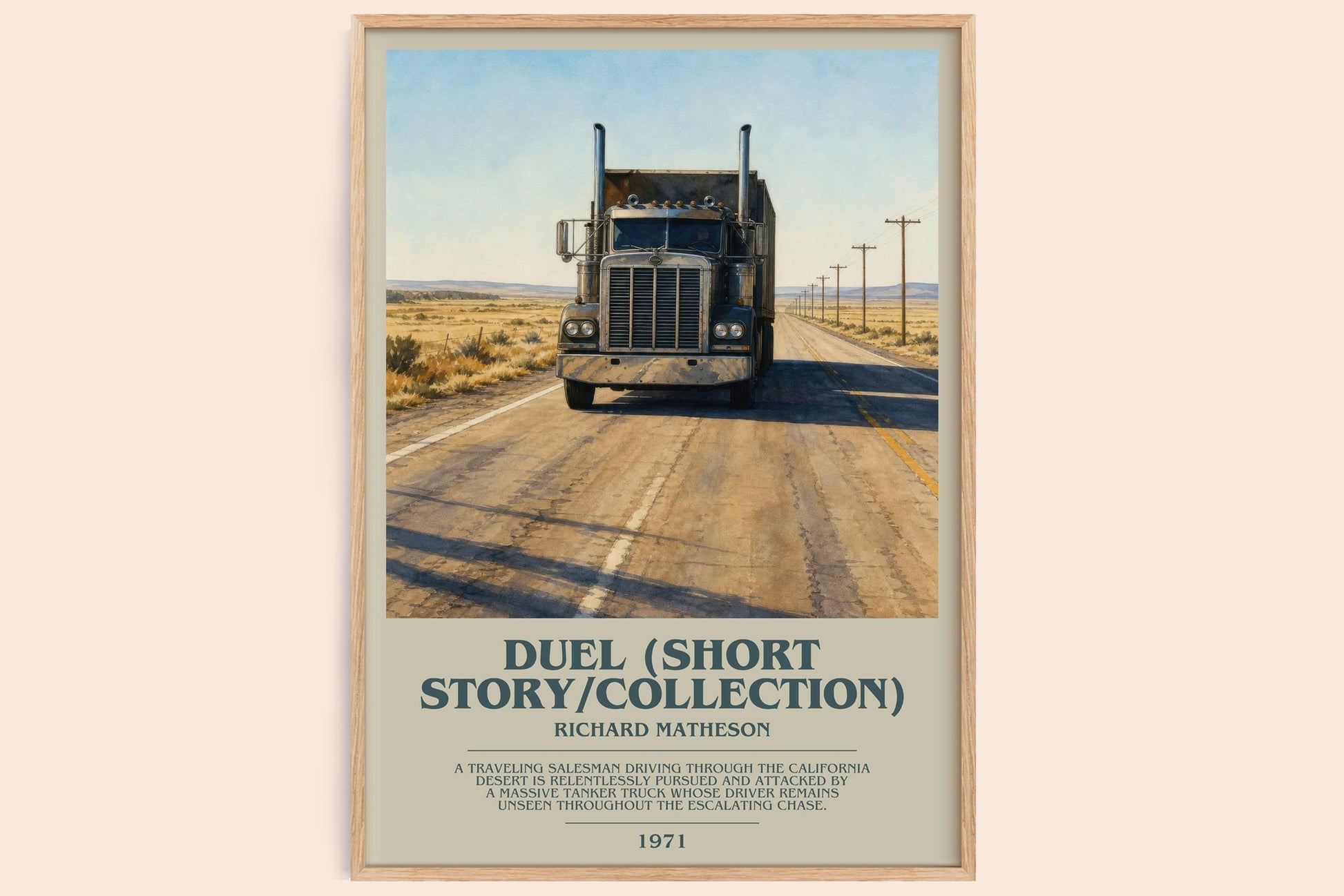Duel (Short Story/Collection) bookish book poster by Richard Matheson – framed literary art print