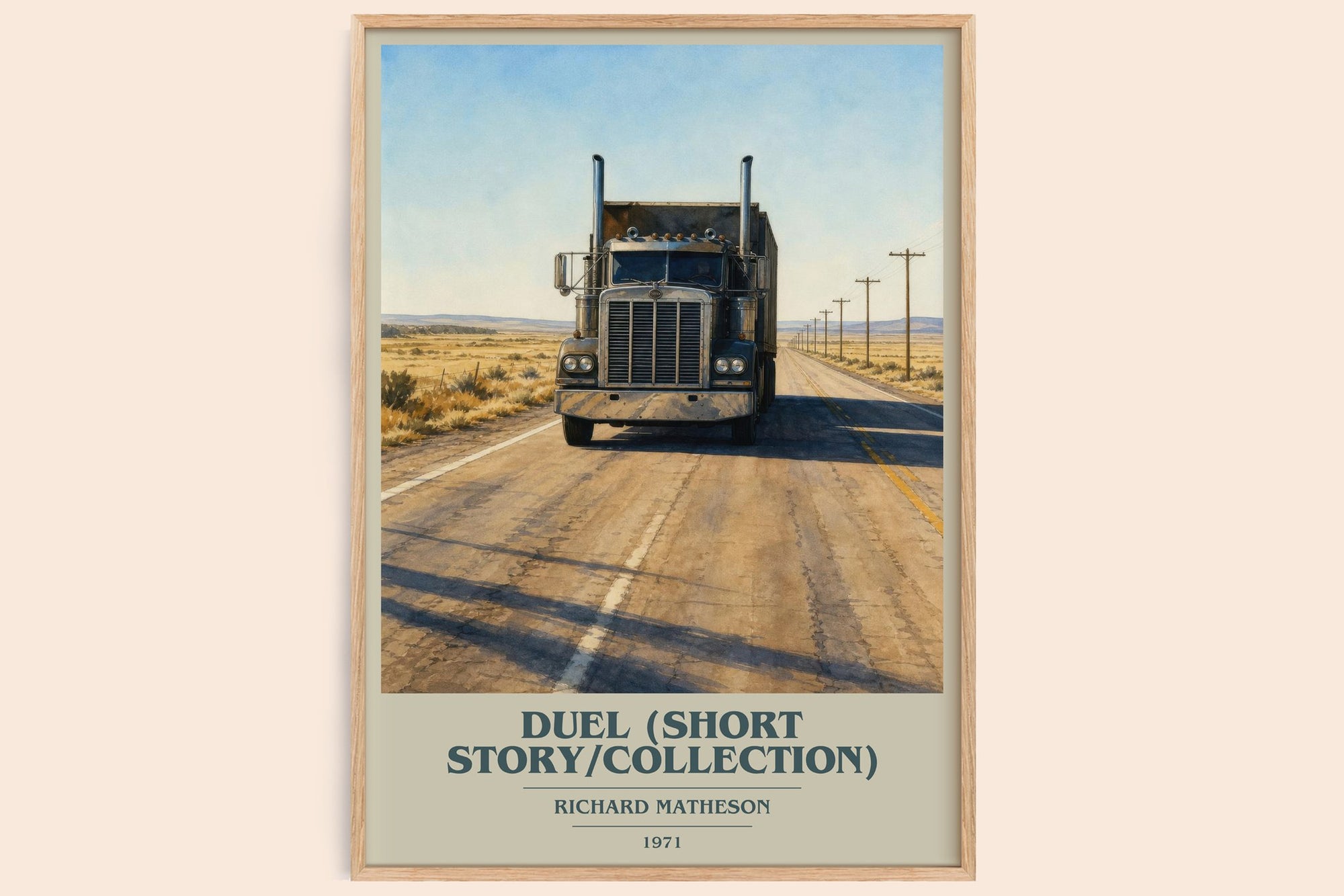 Duel (Short Story/Collection) book cover book poster by Richard Matheson – framed literary art print