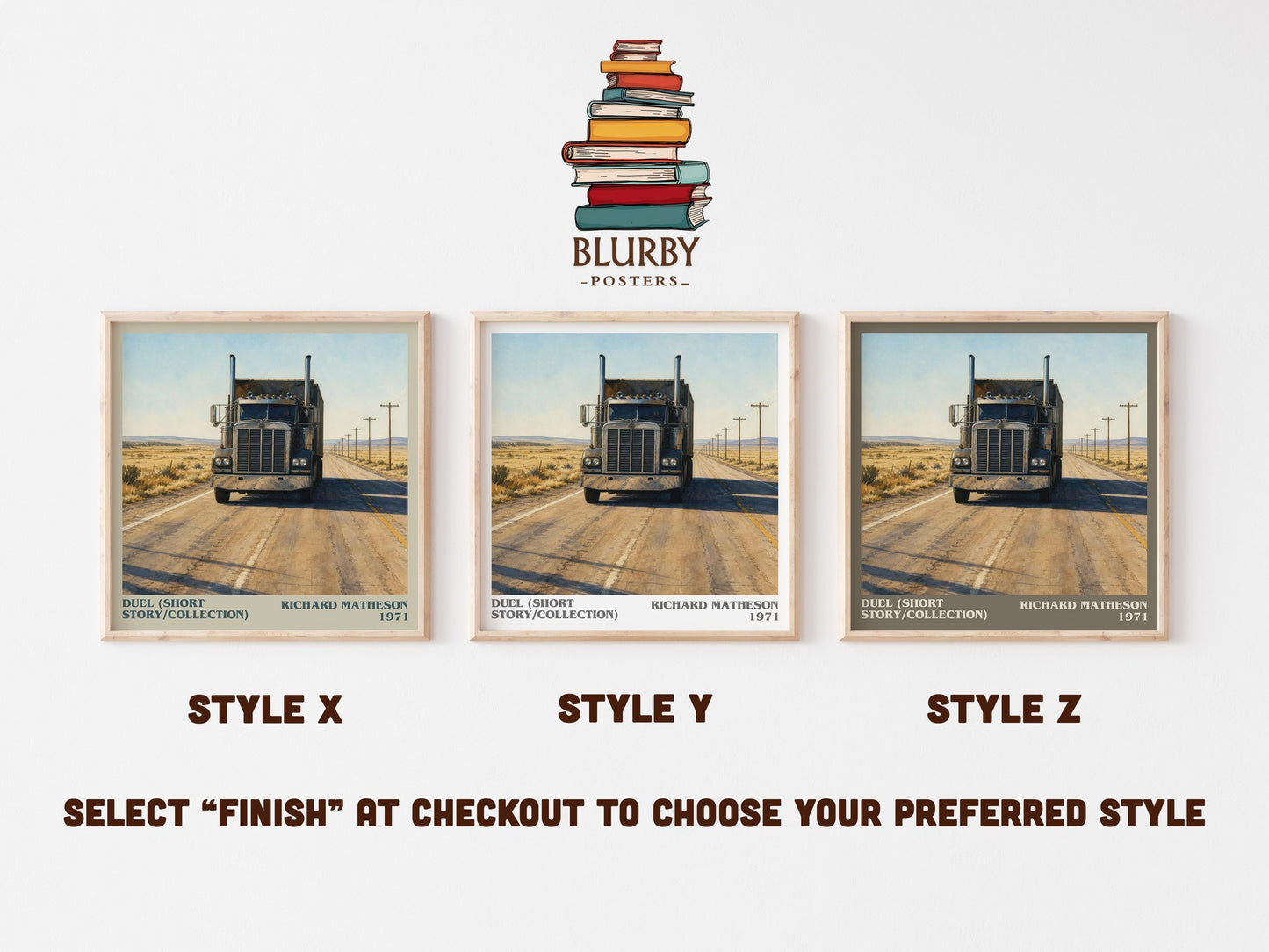 Duel (Short Story/Collection) literary print in frame leaning in hallway – thriller wall art