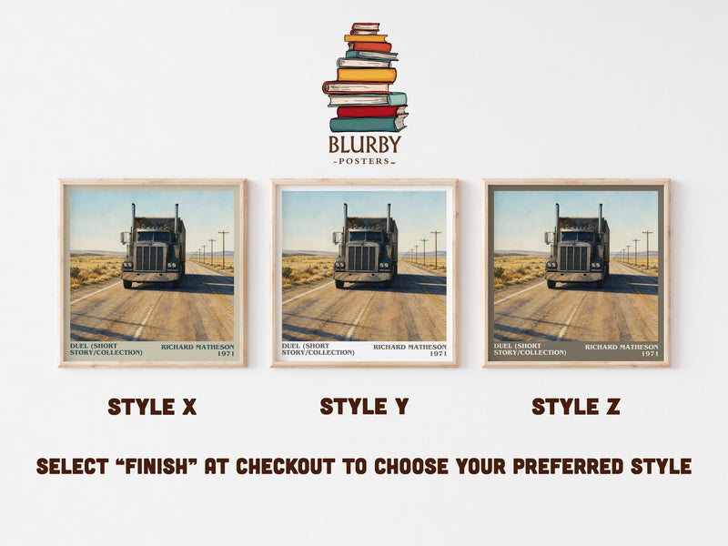 Duel (Short Story/Collection) literary print in frame leaning in hallway – thriller wall art