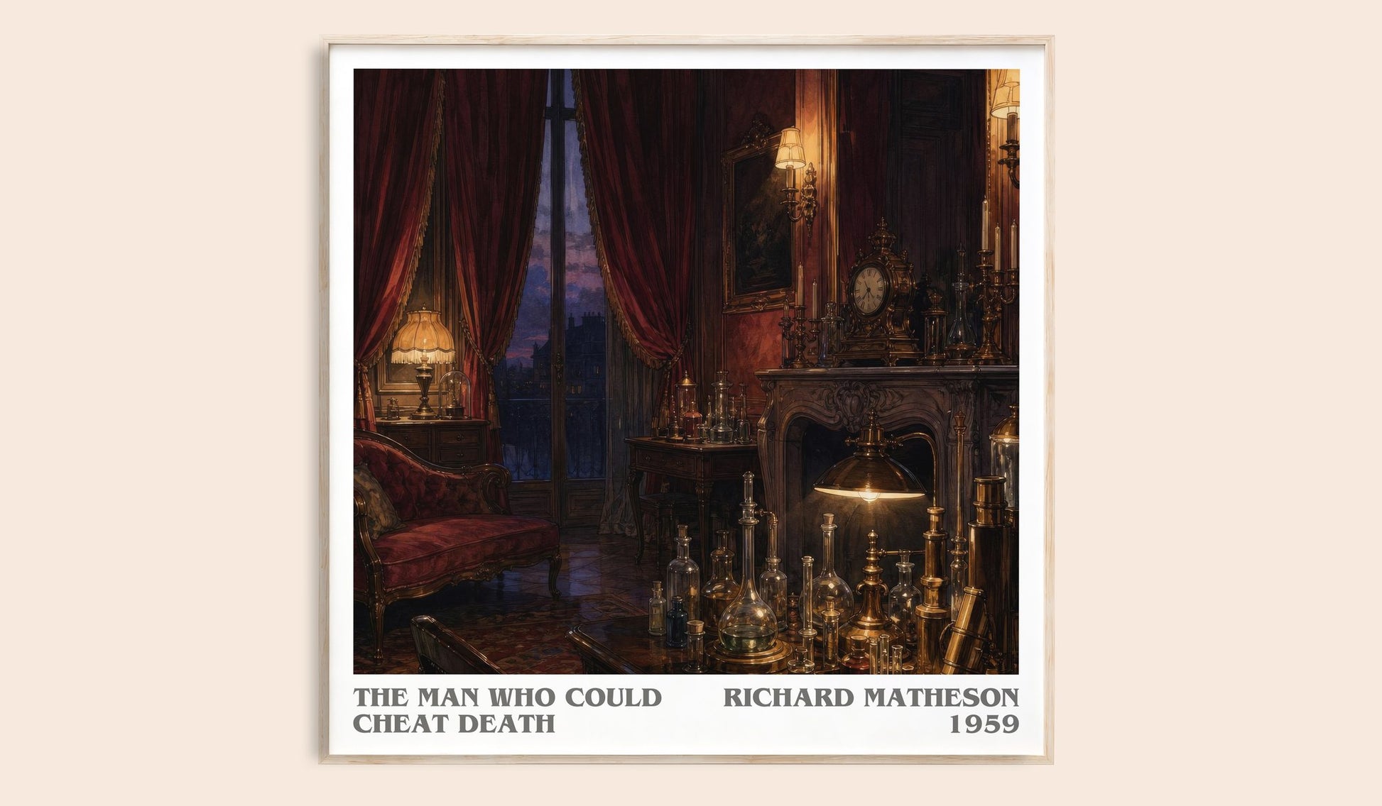 The Man Who Could Cheat Death literary book poster by Richard Matheson – framed literary art print