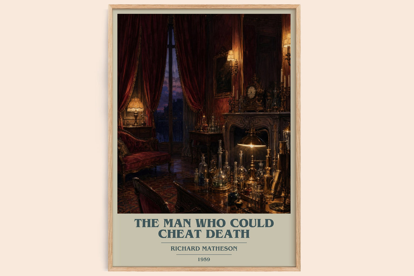The Man Who Could Cheat Death book cover book poster by Richard Matheson – framed literary art print