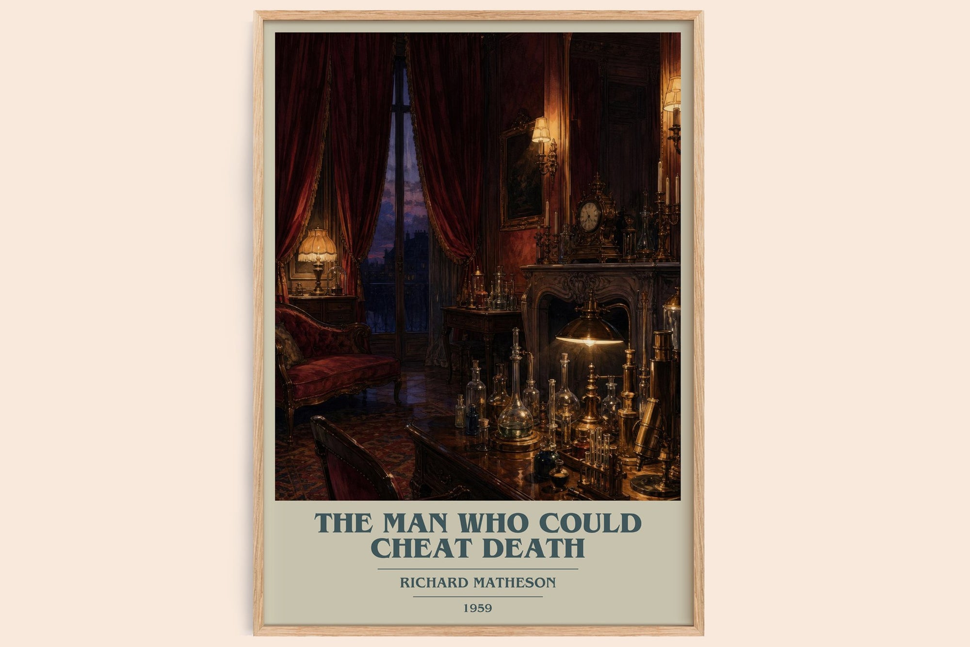 The Man Who Could Cheat Death book cover book poster by Richard Matheson – framed literary art print