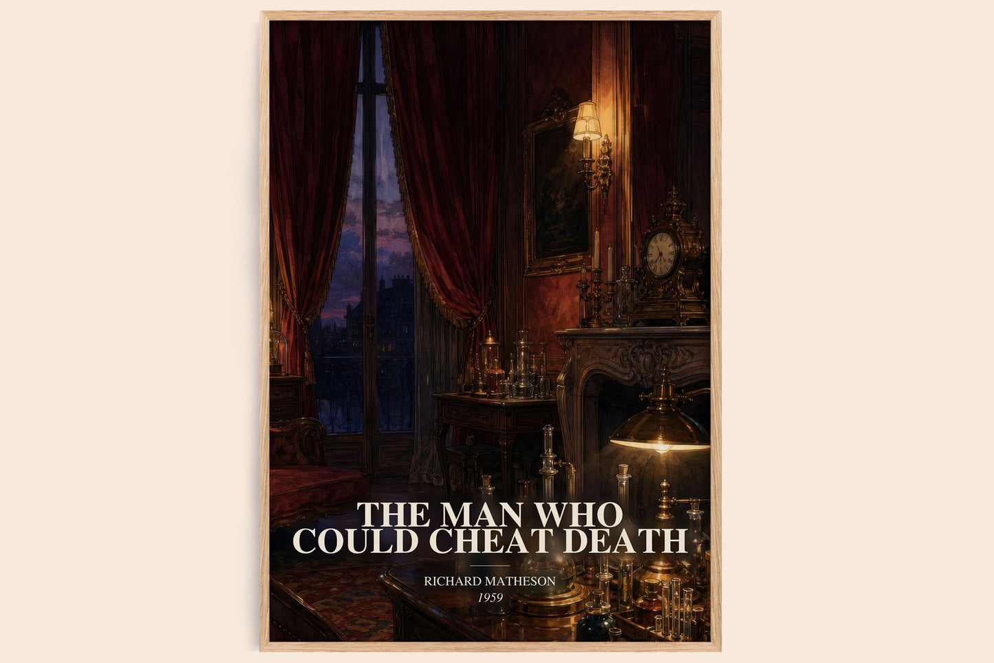 The Man Who Could Cheat Death watercolour book poster by Richard Matheson – framed literary art print