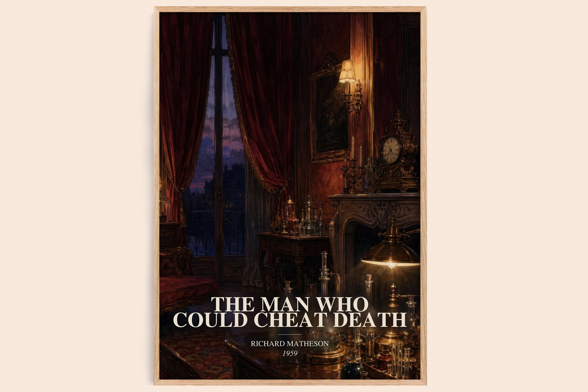 The Man Who Could Cheat Death watercolour book poster by Richard Matheson – framed literary art print