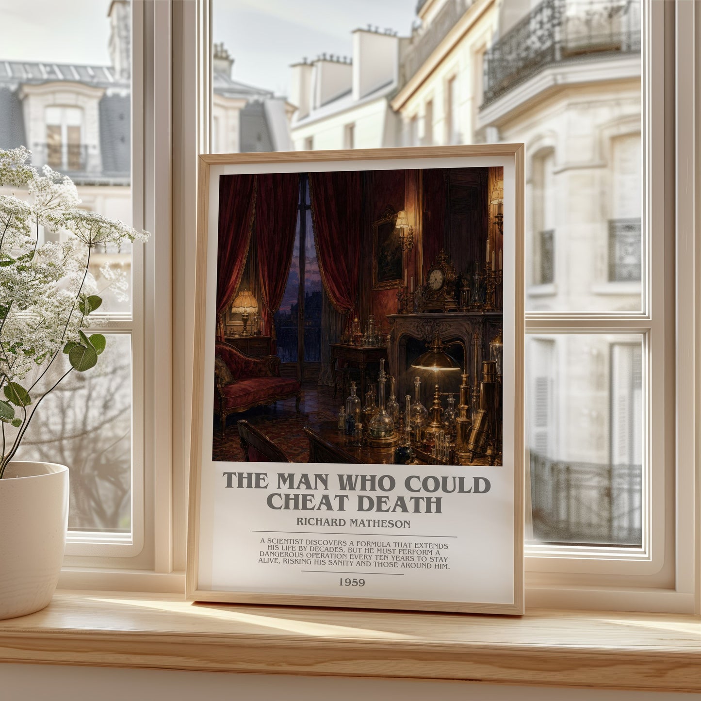 The Man Who Could Cheat Death bookish poster colour and style options – Richard Matheson book art
