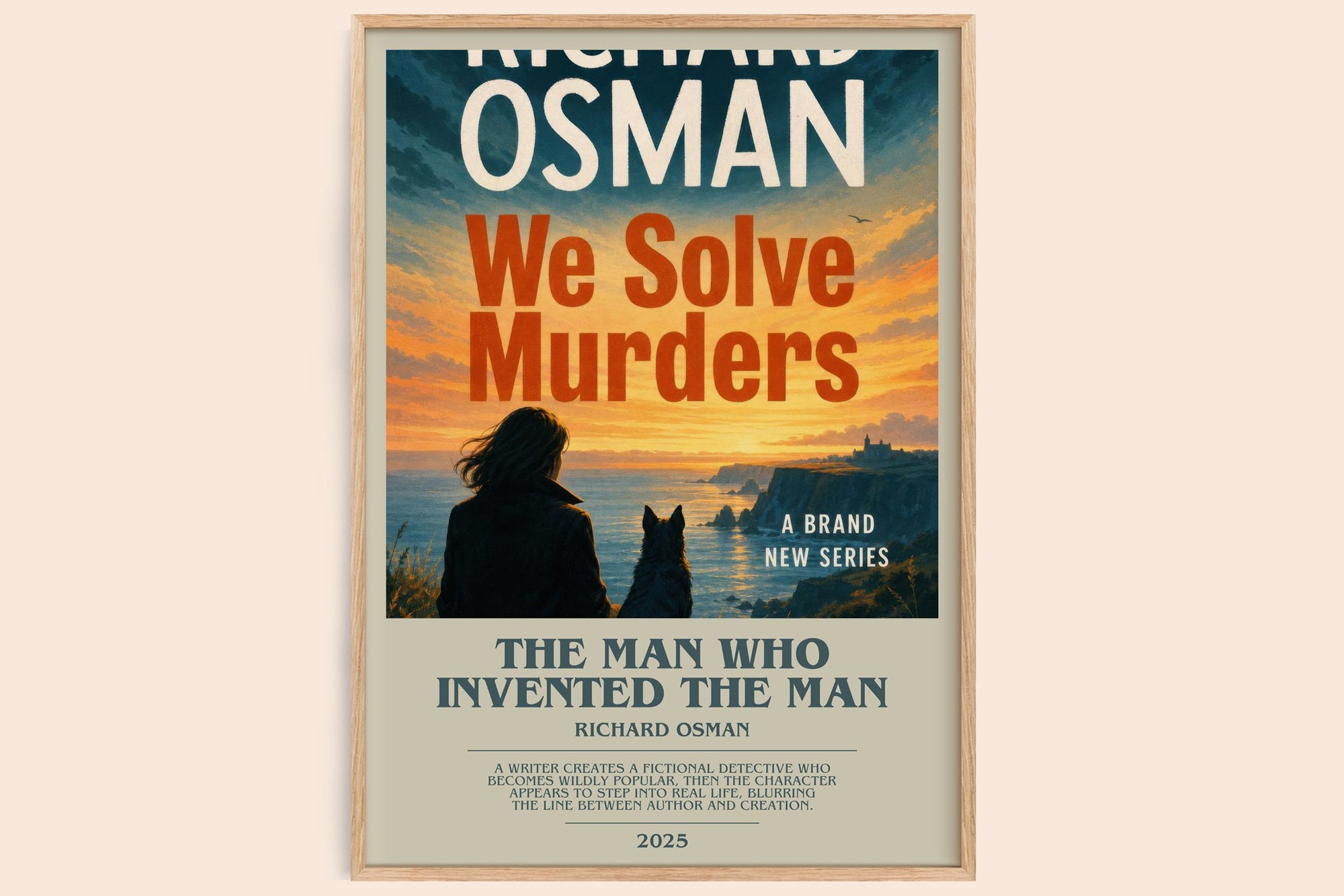 The Man Who Invented The Man bookish book poster by Richard Osman – framed literary art print