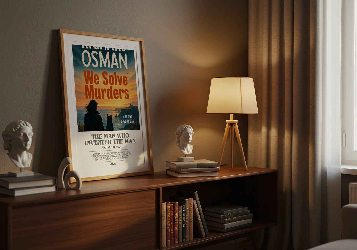 The Man Who Invented The Man bookish book poster framed on wall – mystery wall art