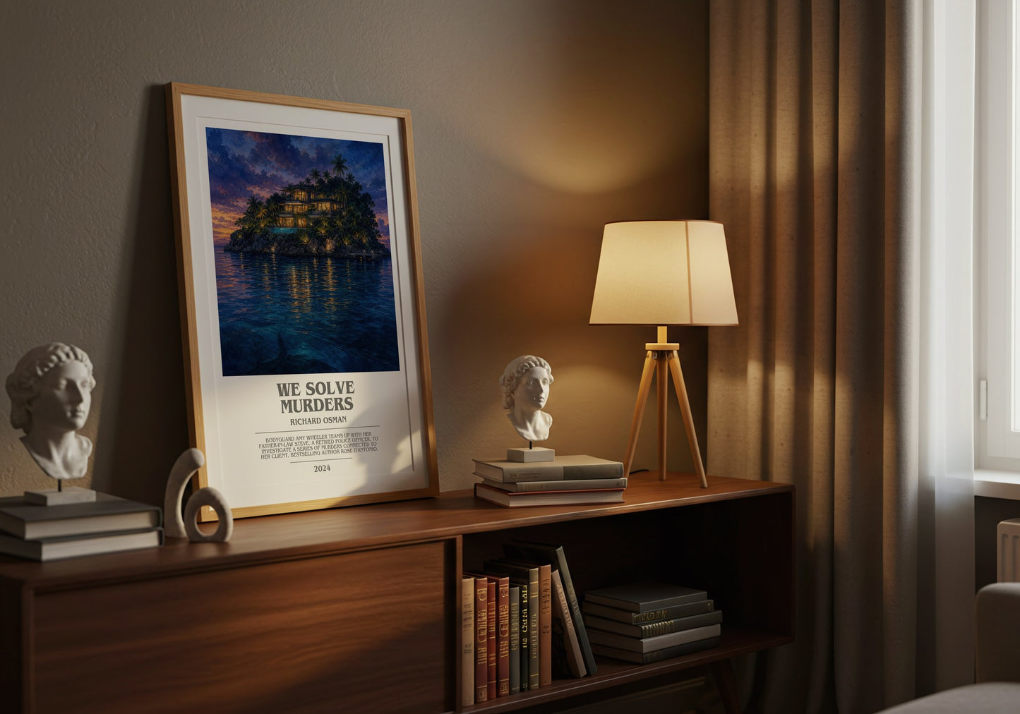 We Solve Murders bookish book poster framed on wall – mystery wall art