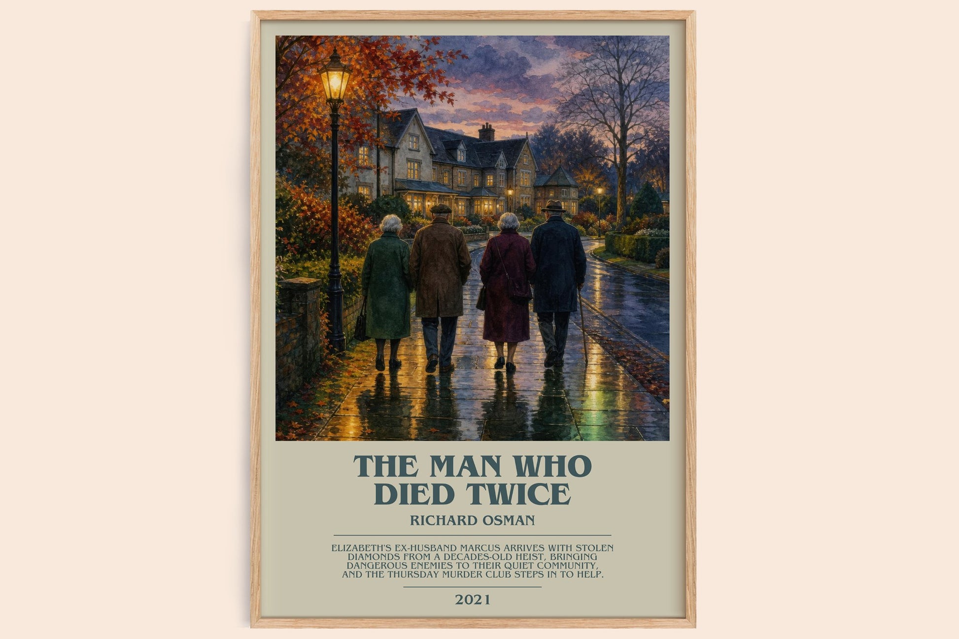 The Man Who Died Twice bookish book poster by Richard Osman – framed literary art print