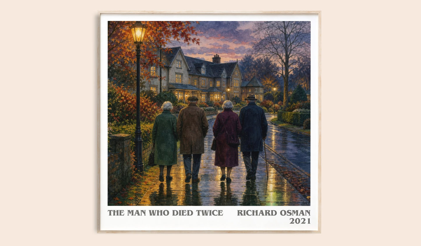 The Man Who Died Twice literary book poster by Richard Osman – framed literary art print