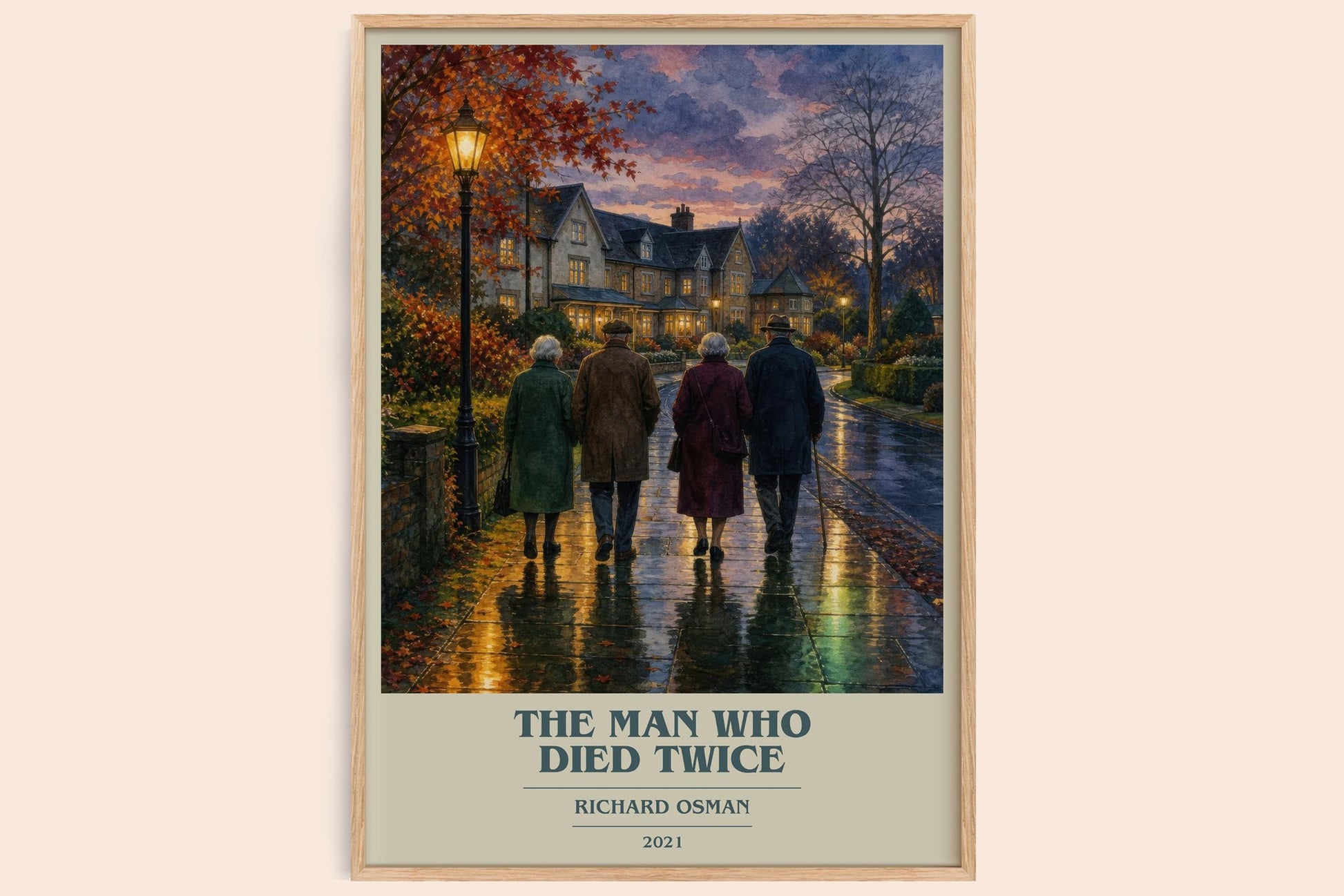 The Man Who Died Twice book cover book poster by Richard Osman – framed literary art print