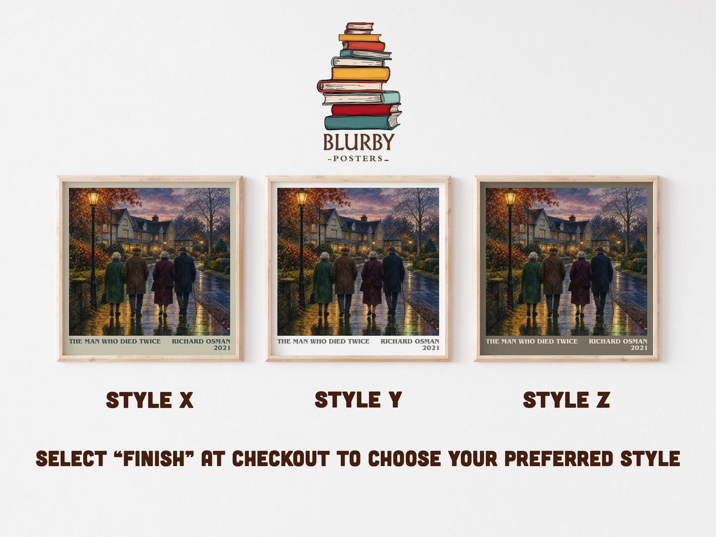The Man Who Died Twice literary print in frame leaning in hallway – mystery wall art