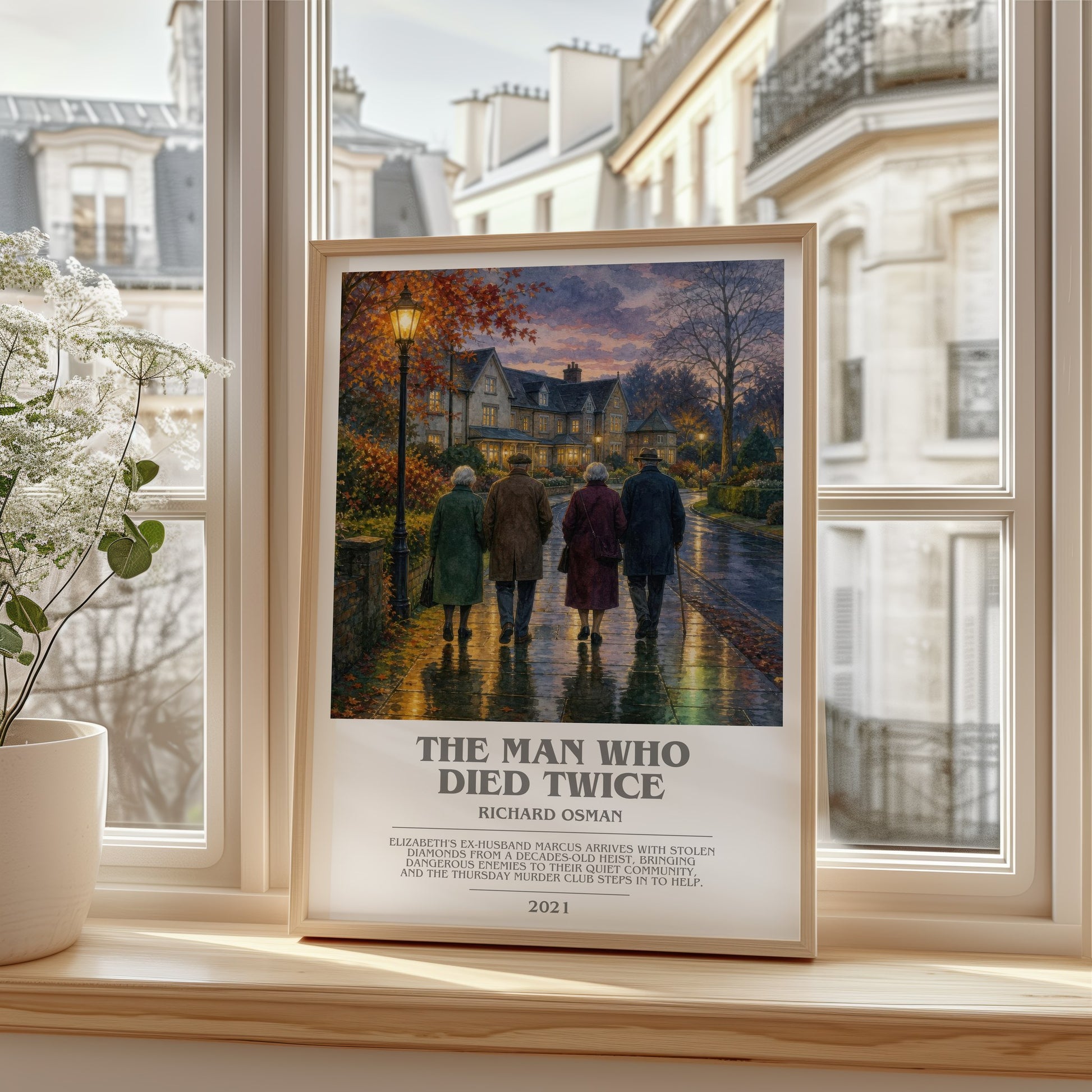 The Man Who Died Twice bookish poster colour and style options – Richard Osman book art