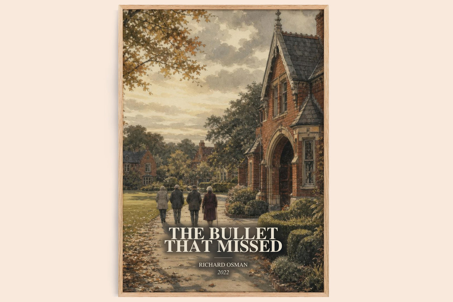 The Bullet That Missed watercolour book poster by Richard Osman – framed literary art print