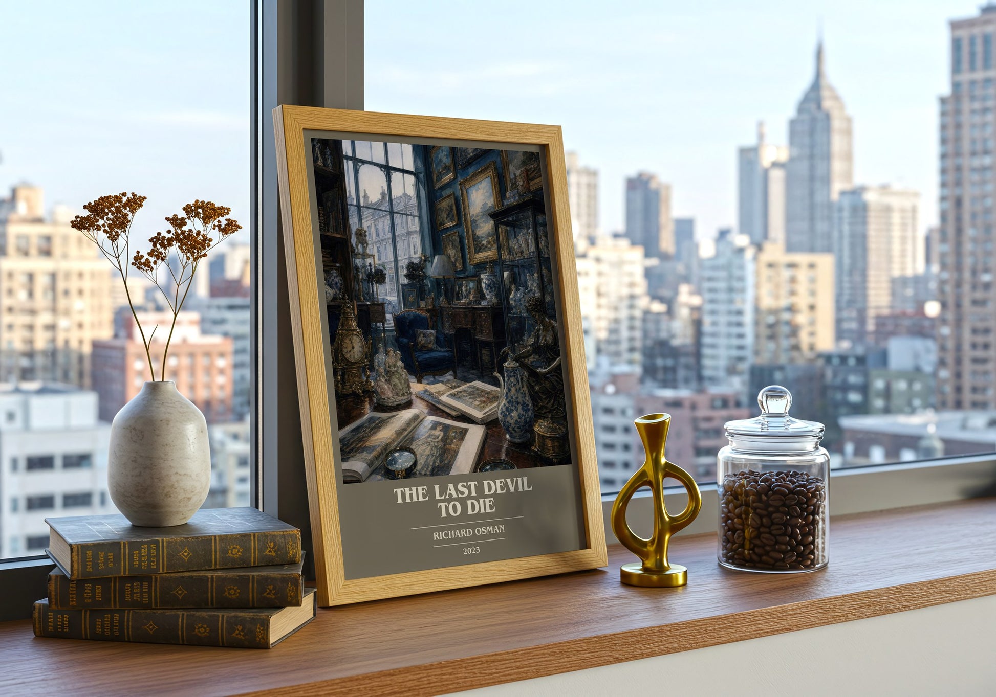 The Last Devil To Die book cover print framed by window – literary home decor