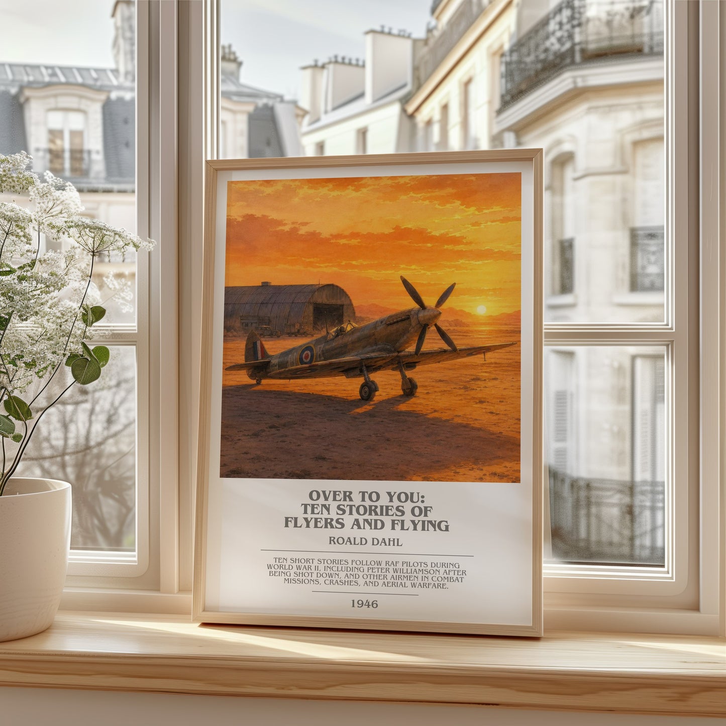 Over To You: Ten Stories Of Flyers And Flying bookish poster colour and style options – Roald Dahl book art