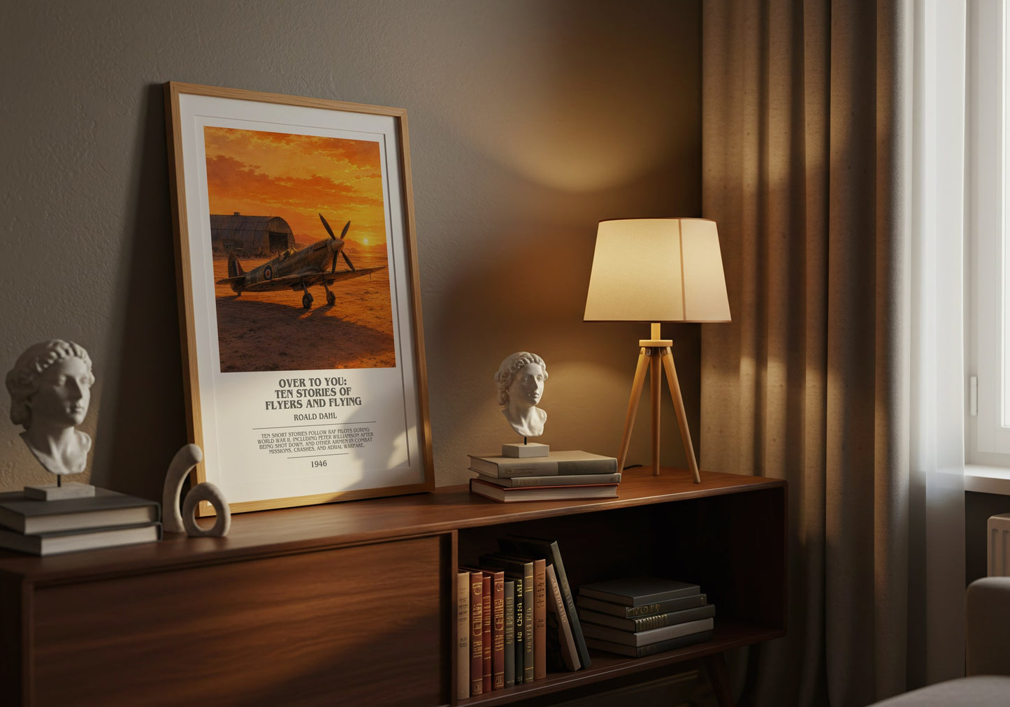 Over To You: Ten Stories Of Flyers And Flying bookish book poster framed on wall – historical fiction wall art