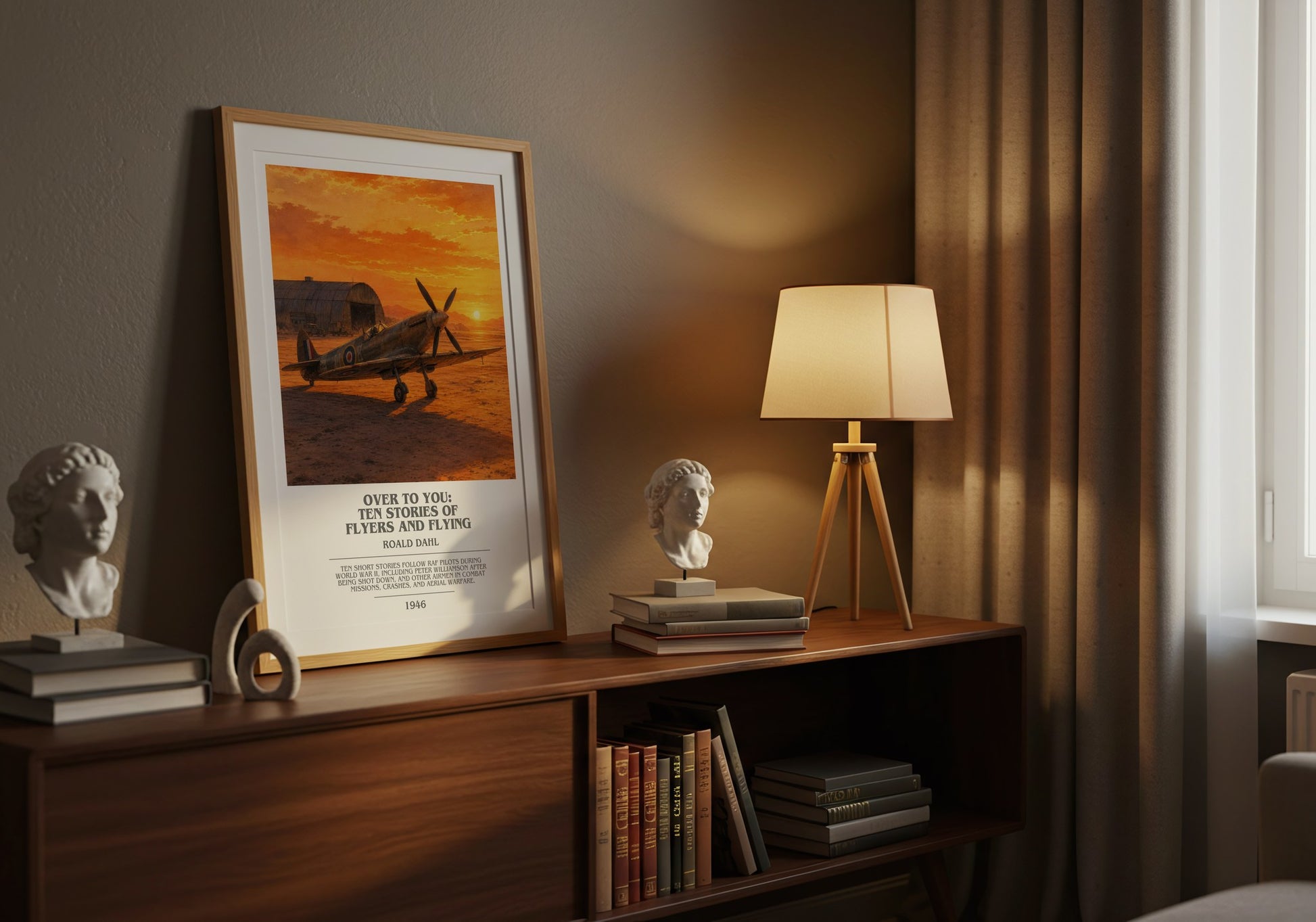 Over To You: Ten Stories Of Flyers And Flying bookish book poster framed on wall – historical fiction wall art