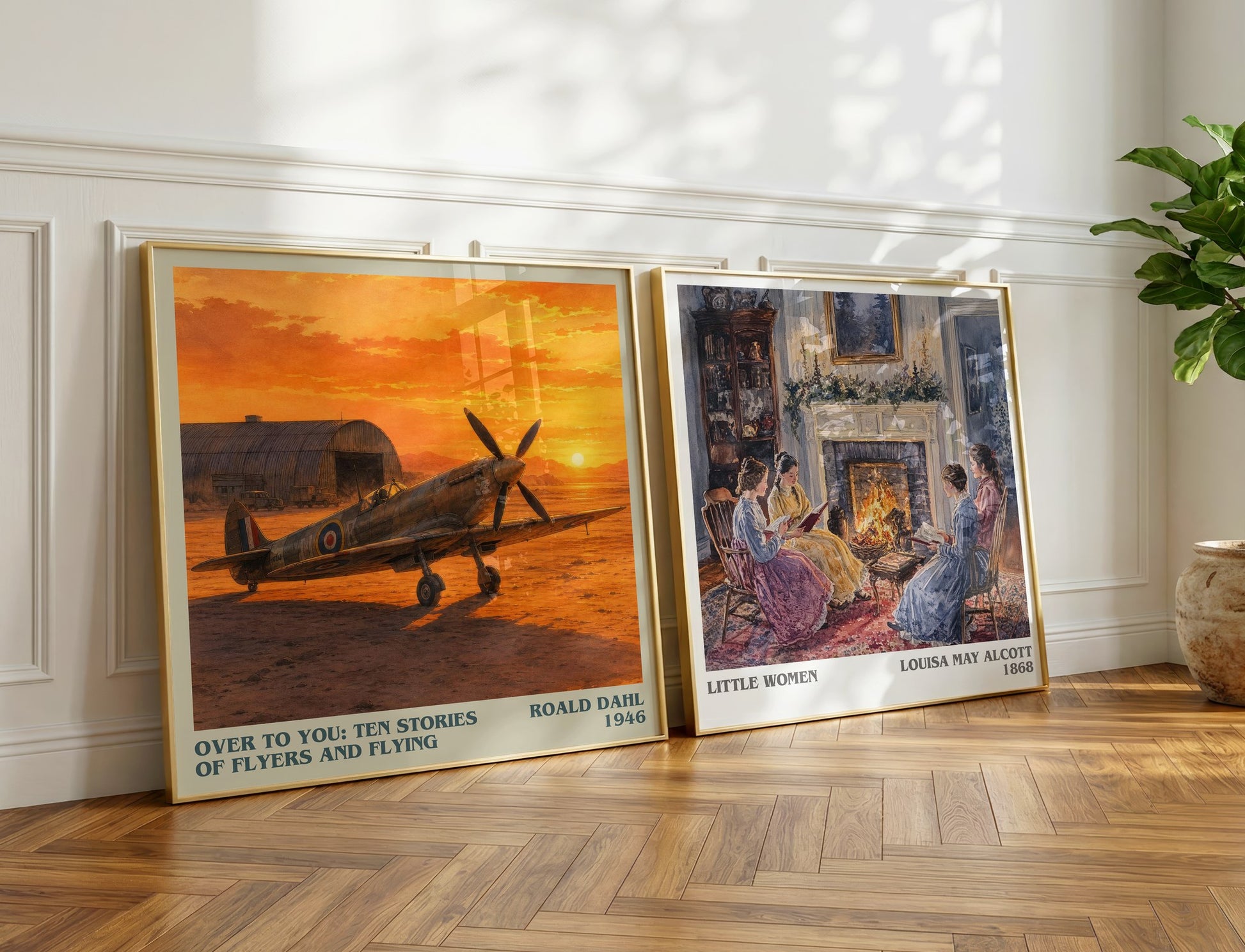 Over To You: Ten Stories Of Flyers And Flying literary print on bookshelf – Roald Dahl fan gift
