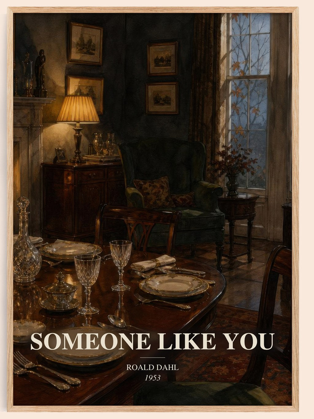 Someone Like You watercolour book poster by Roald Dahl – framed literary art print