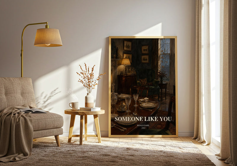 Someone Like You watercolour print in frame leaning in hallway – classic literature wall art