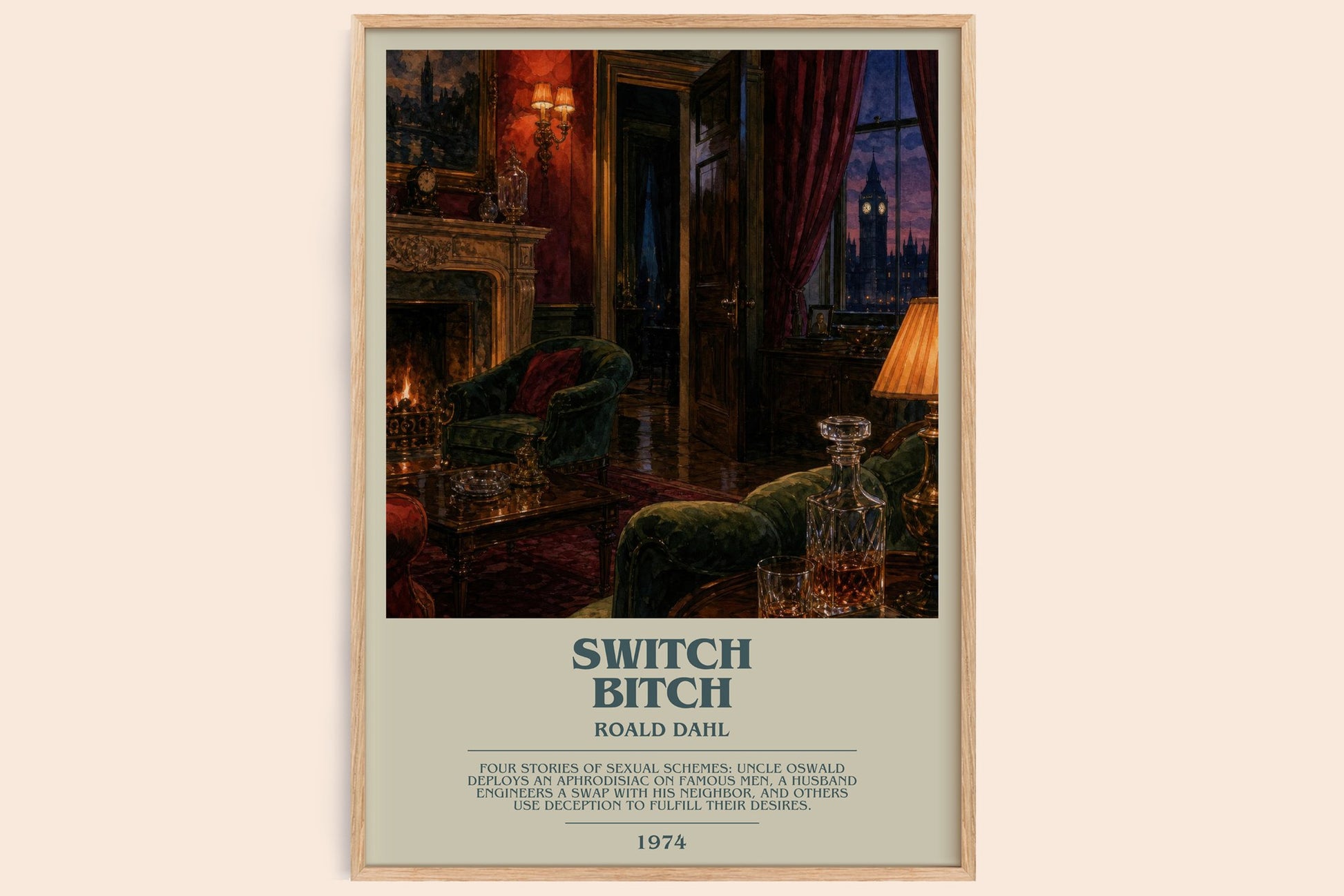 Switch Bitch bookish book poster by Roald Dahl – framed literary art print