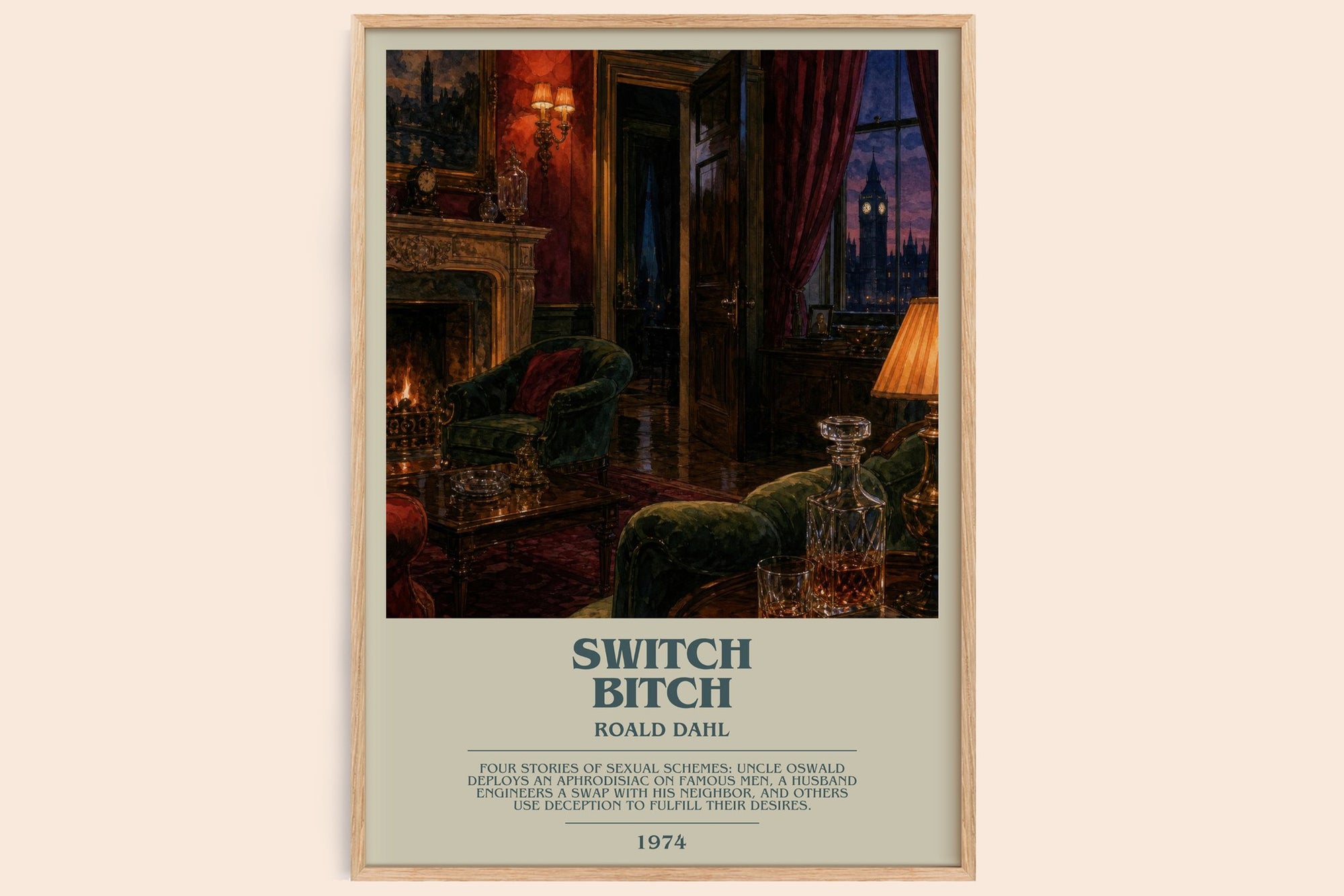 Switch Bitch bookish book poster by Roald Dahl – framed literary art print