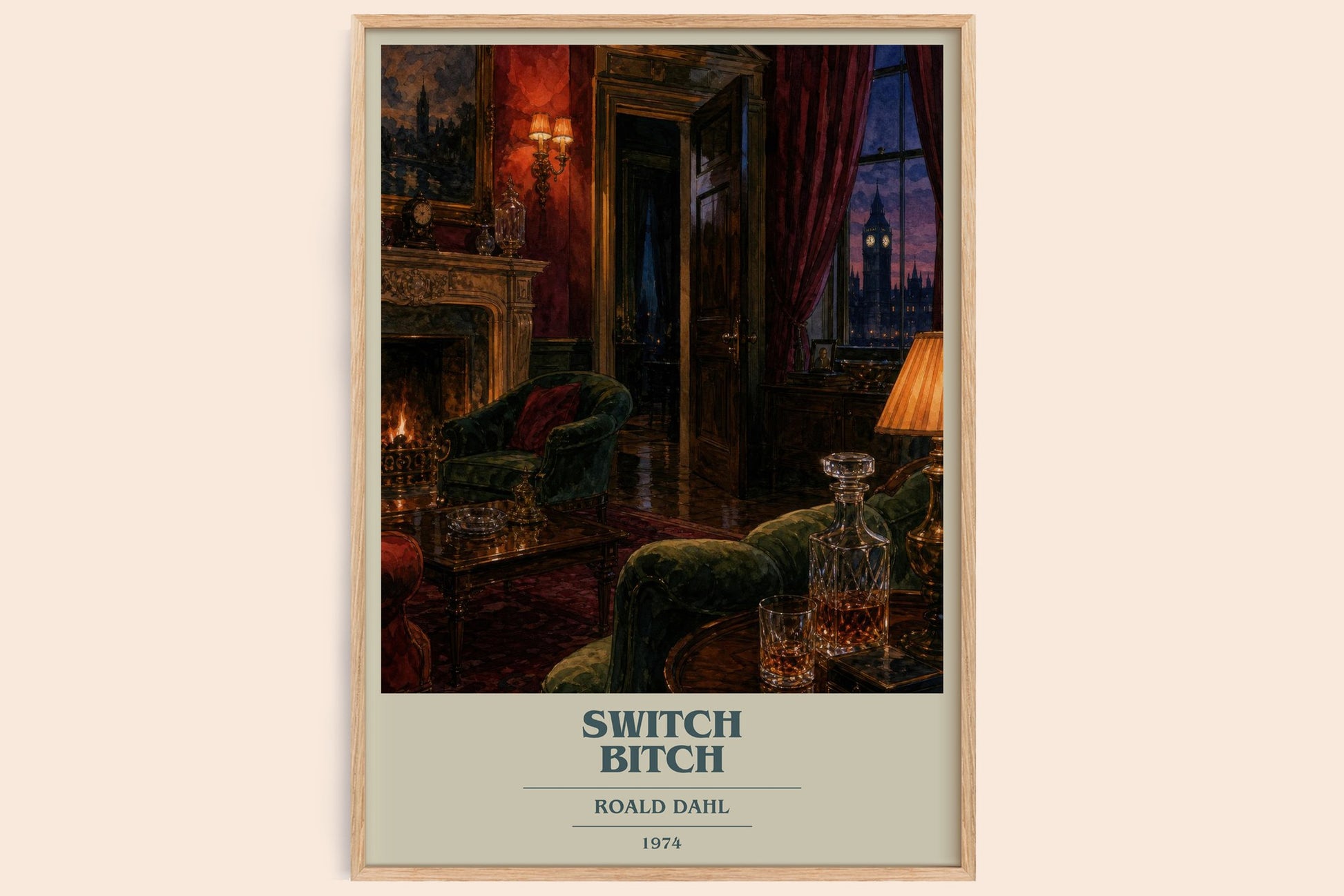 Switch Bitch book cover book poster by Roald Dahl – framed literary art print