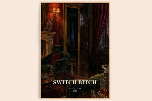 Switch Bitch watercolour book poster by Roald Dahl – framed literary art print