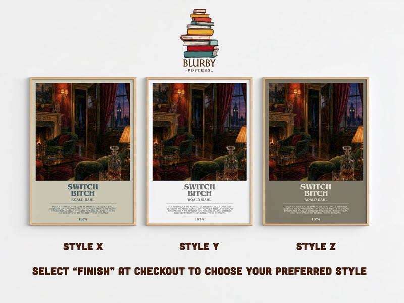 Switch Bitch bookish print in frame leaning in hallway – literary fiction wall art