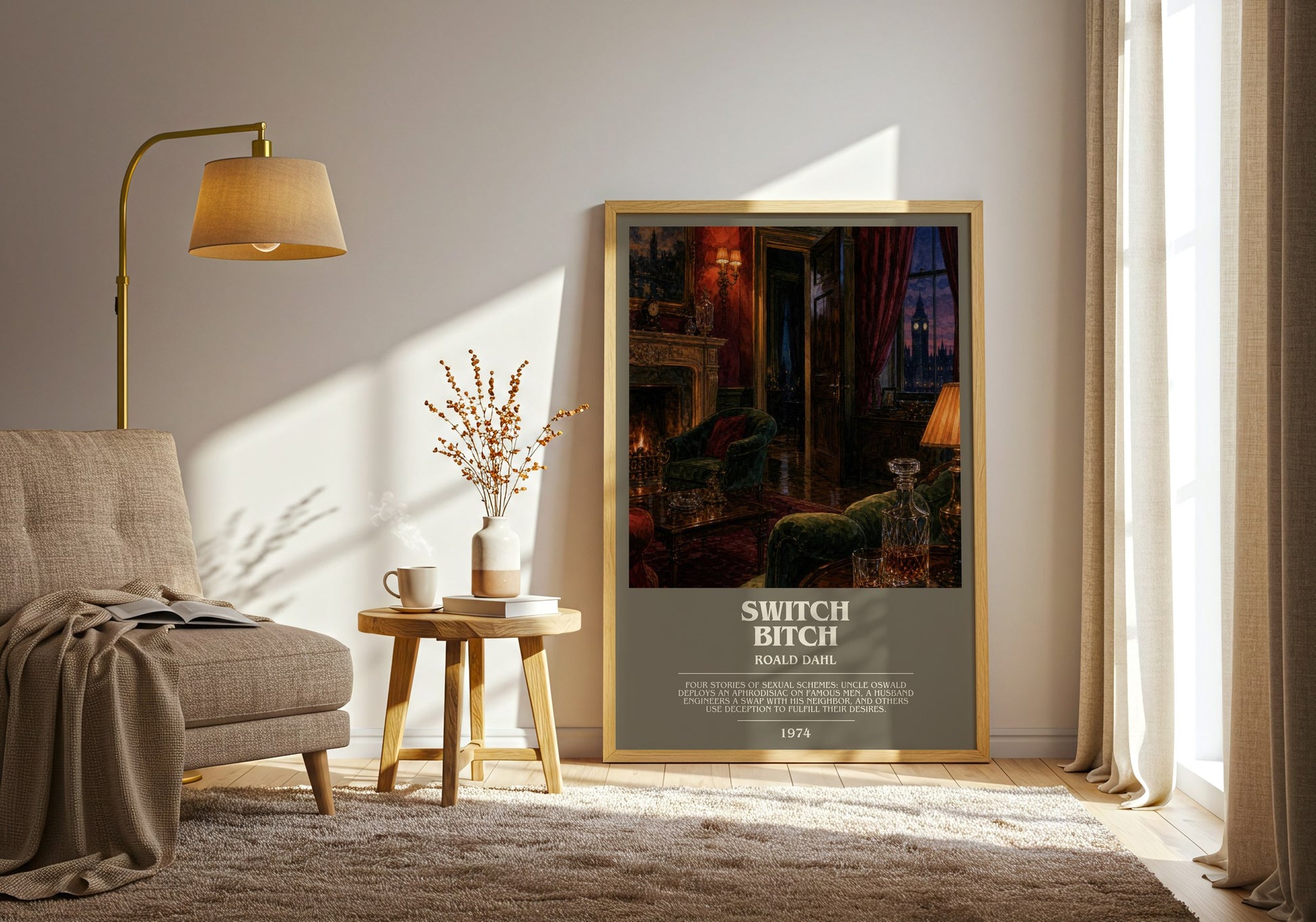Switch Bitch bookish print on bookshelf – Roald Dahl fan gift
