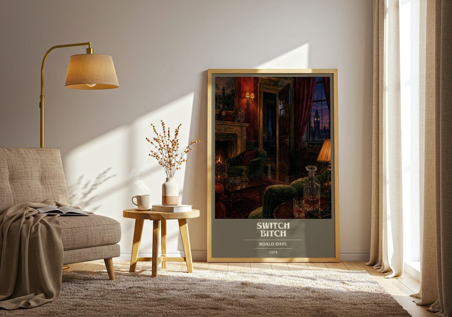 Switch Bitch book cover print on bookshelf – Roald Dahl fan gift
