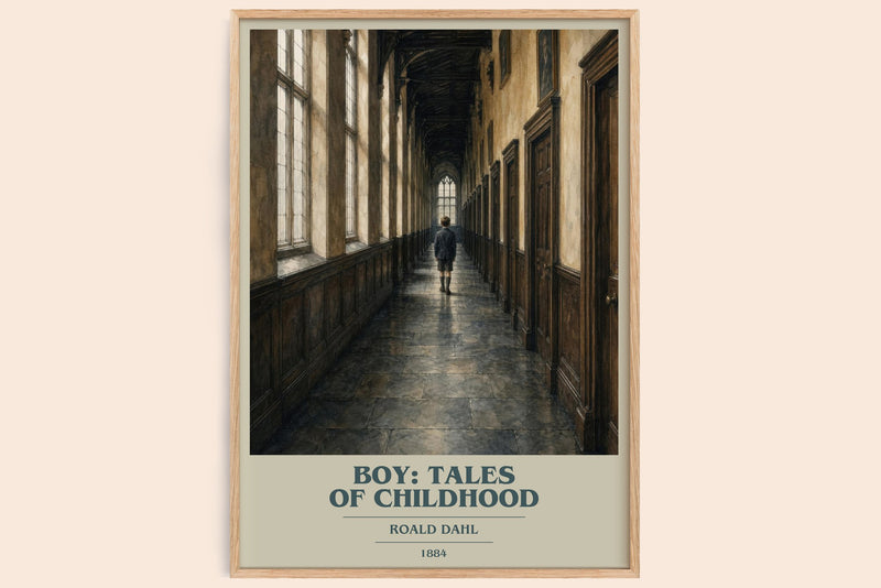 Boy: Tales Of Childhood book cover book poster by Roald Dahl – framed literary art print