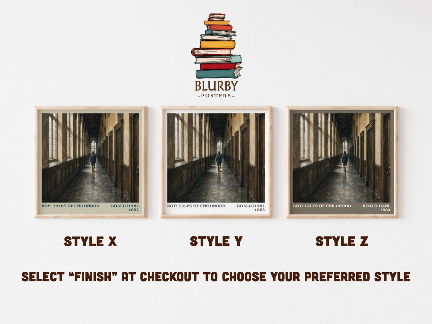 Boy: Tales Of Childhood literary print in frame leaning in hallway – memoir wall art
