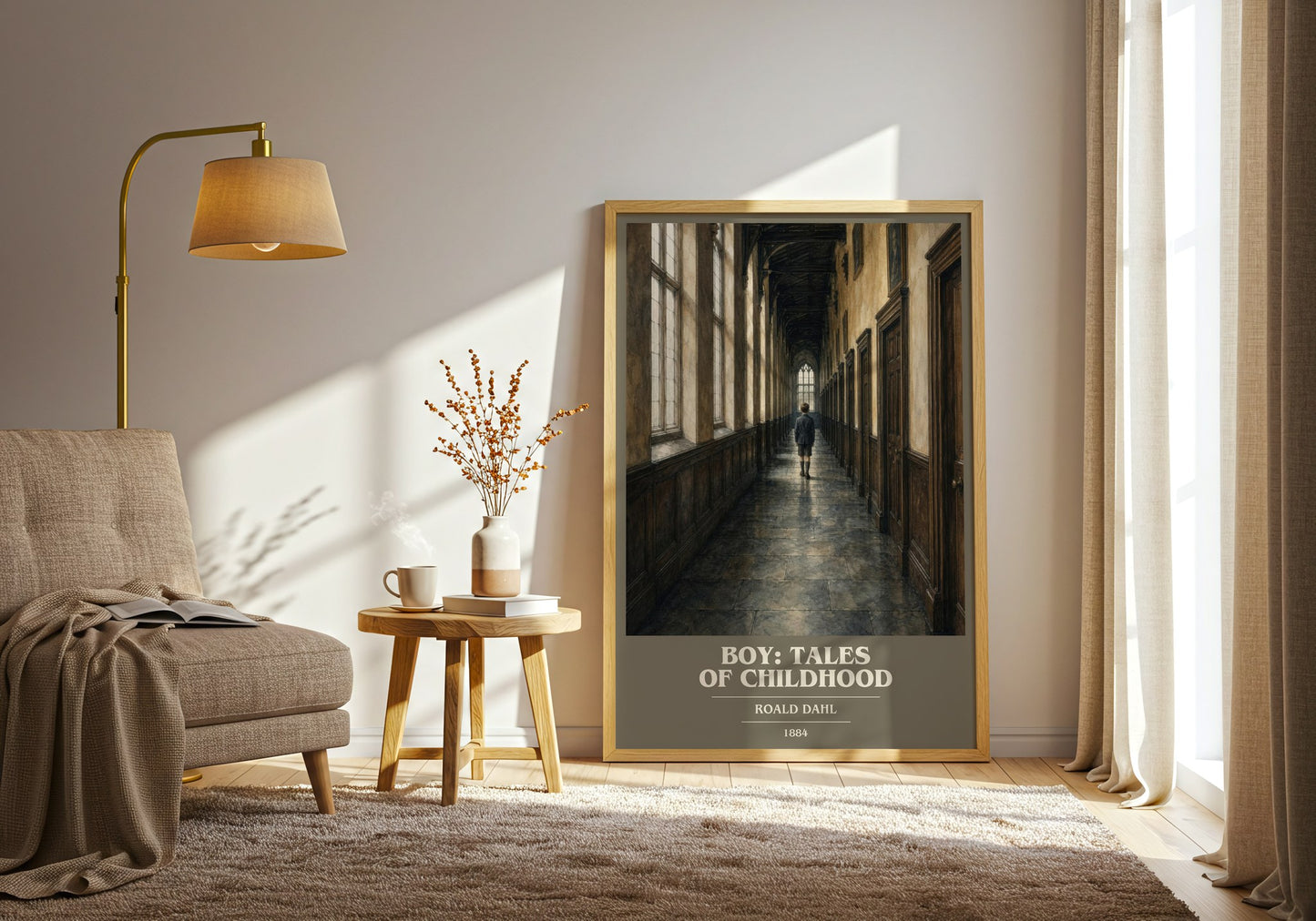 Boy: Tales Of Childhood book cover print on bookshelf – Roald Dahl fan gift