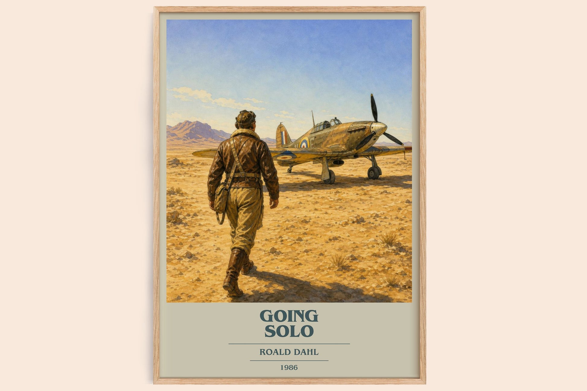 Going Solo book cover book poster by Roald Dahl – framed literary art print