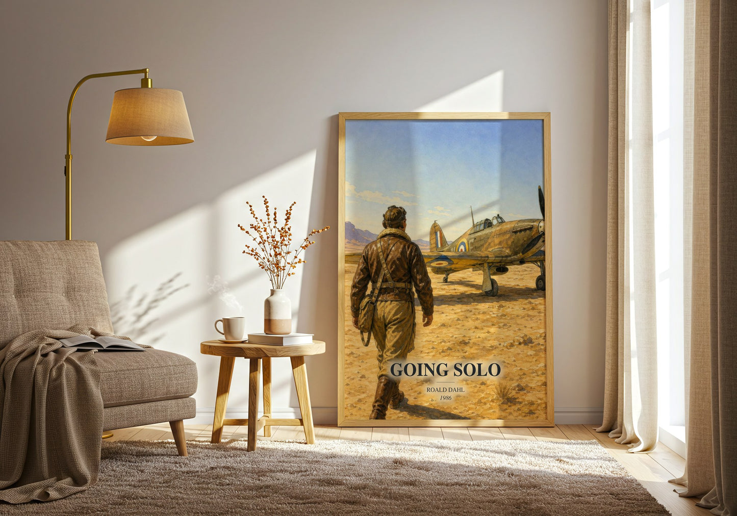 Going Solo watercolour print in frame leaning in hallway – memoir wall art