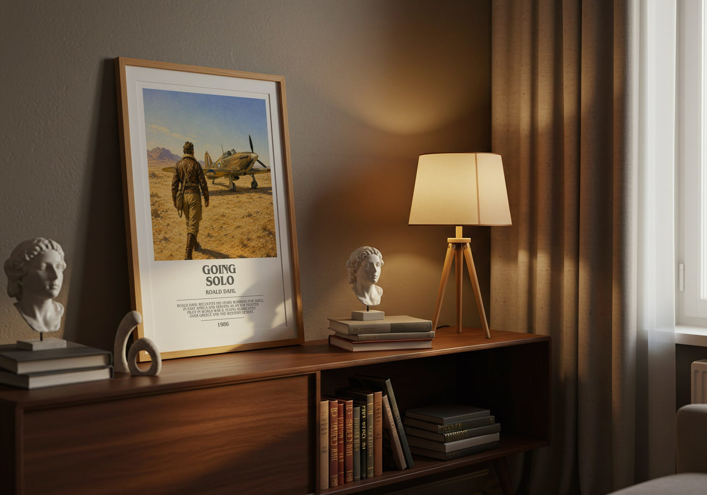Going Solo bookish book poster framed on wall – memoir wall art