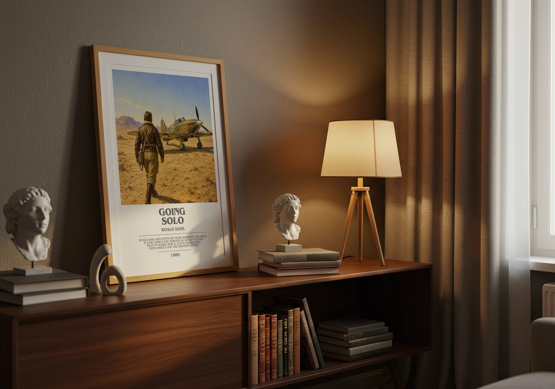 Going Solo bookish book poster framed on wall – memoir wall art